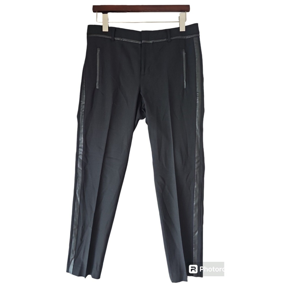 Vince Charcoal Gray Black V3111-21076 Tuxedo Stripe Slim Straight Women's Size 8